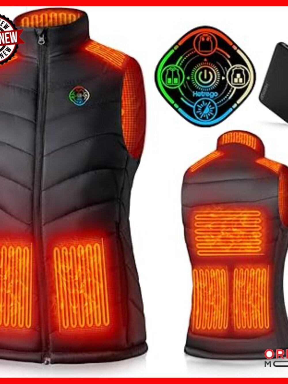Large Slim Fit Heated Vest with Battery Pack, Smart Controller, Lightweight